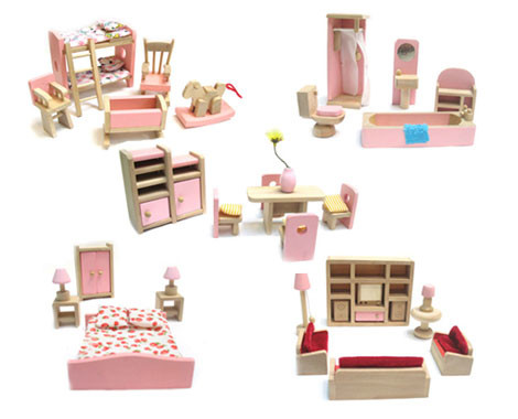 wooden dolls house furniture pack